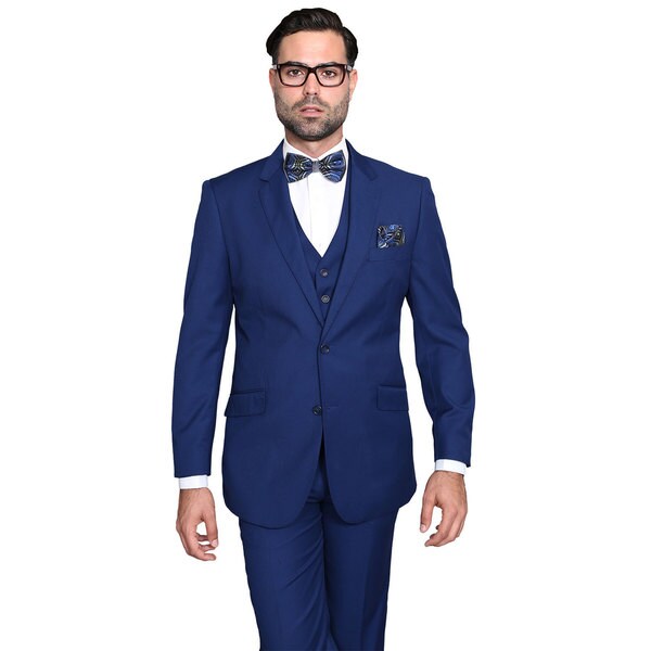 Shop Statement Suits Men\u0027s Wool Solid Color 3,piece Suit